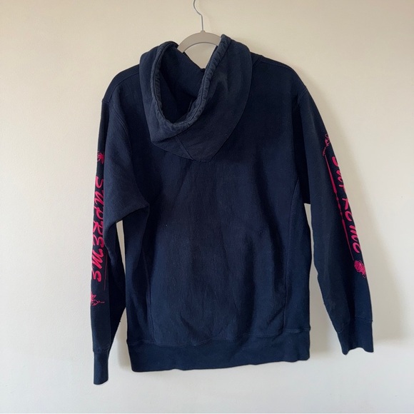 Supreme Navy Rose Sweatshirt Hoodie Large - Picture 3 of 6